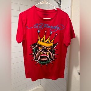 Ed Hardy • Red King-Bulldog T-shirt • Size S